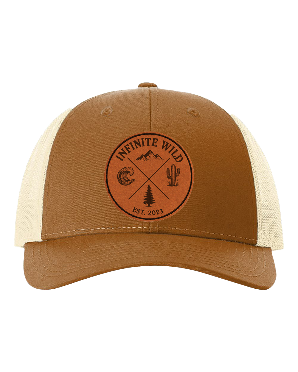 Infinite Wild Logo Trucker Hat Light Camel