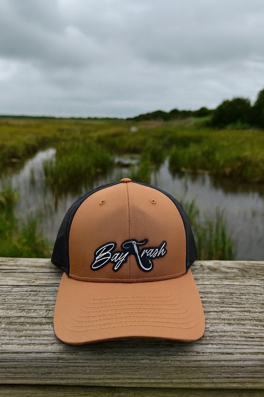 Bay Trash Logo Trucker Hat Light Camel